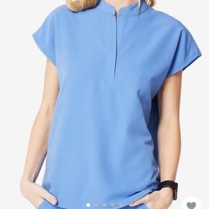 FIGS Rafaela Mandarin Scrub top ceil blue